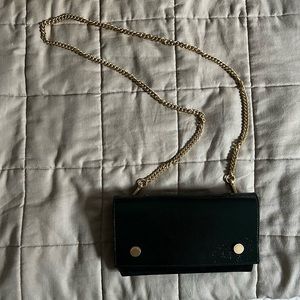 All Saints Leather and Suede Crossbody w/ Gold Chain